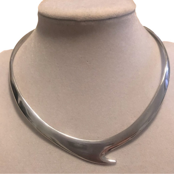 Vtg Taxco Sterling Silver Torque Torc Collar 12” End to End 2” Gap - Picture 4 of 7